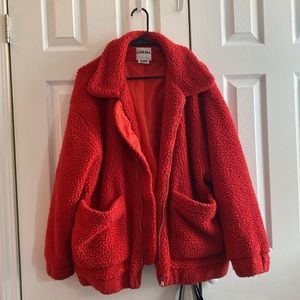I Am Gia Red Sherpa Jacket